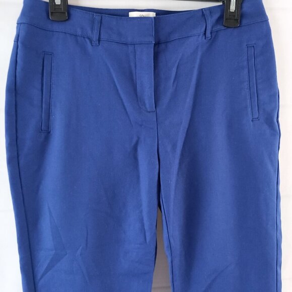 Chico’s So Slimming Pants S/4 Blue Cuffed Ankle Flat Front Stretch Size 0 - Picture 4 of 7